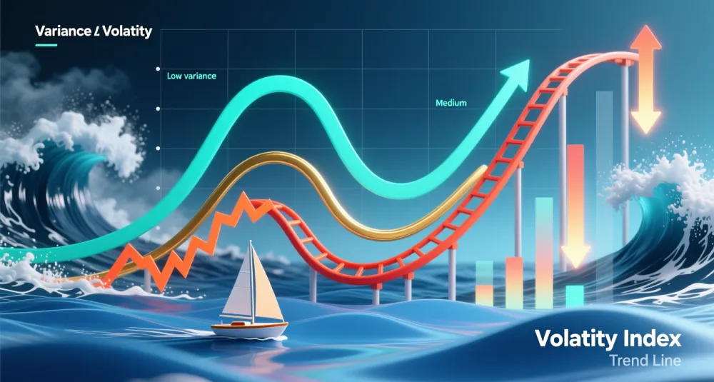 Variance management in sports betting showing volatility waves and long-term trends in bankroll performance