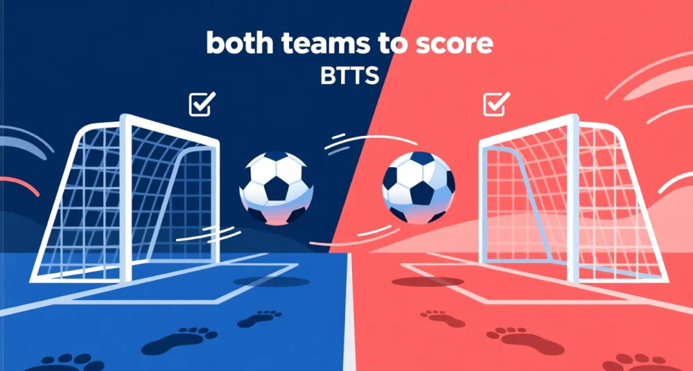 Both teams to score concept illustration with dual goal representation
