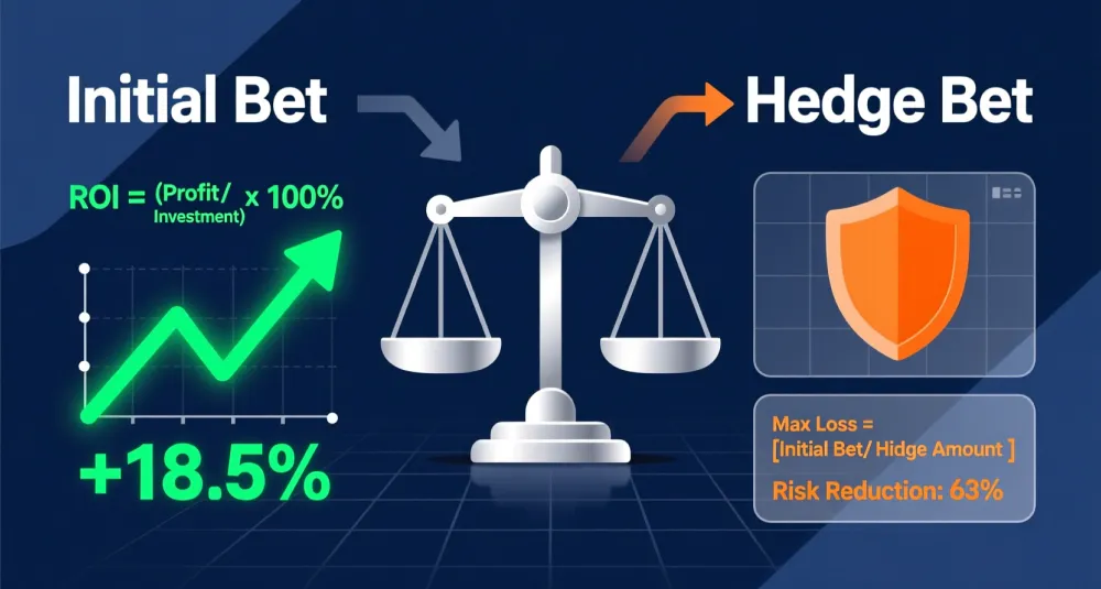 Strategic hedging betting diagram showing initial bet and hedge bet paths with profit calculations and risk management for Brighton football betting