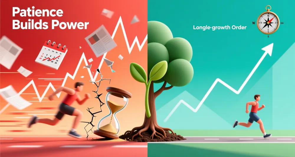 Long-term betting mindset visualization comparing short-term volatility with sustained long-term profitable strategy