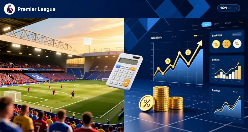 Image of a football match, calculator and graphs